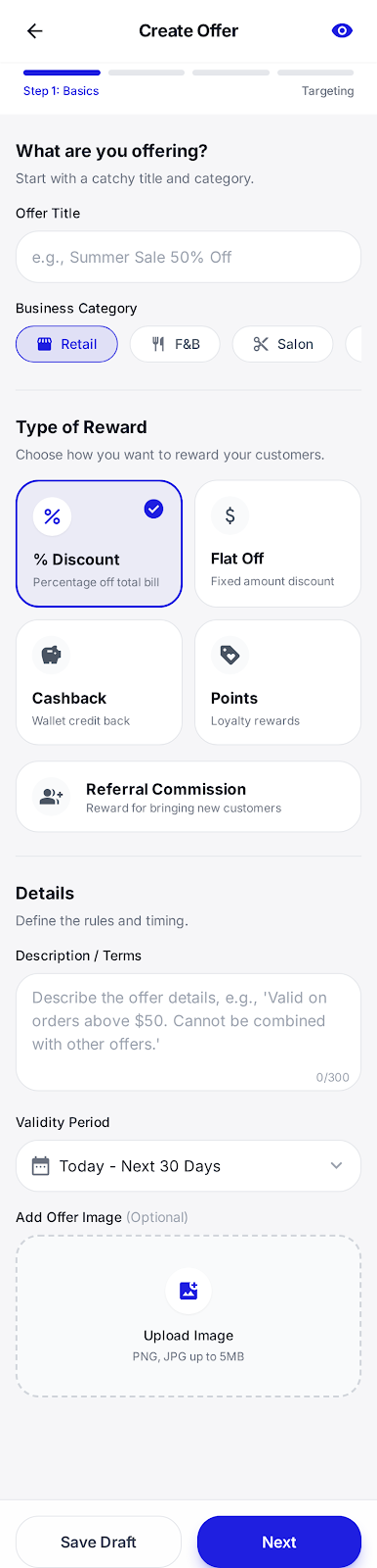 Create Offer Interface